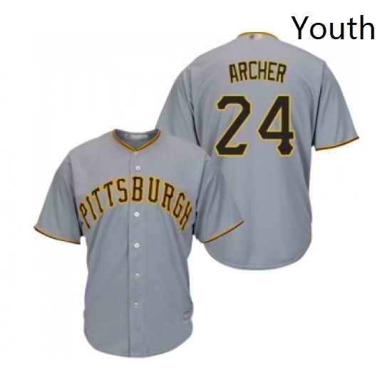 Youth Pittsburgh Pirates 24 Chris Archer Replica Grey Road Cool Base Baseball Jersey